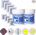 Drywall Repair Kit,Drywall Hole Patch Repair Kit to Fix Wall Surface Holes and Creak Damage with White Repair Putty 17OZ,8PCS Aluminum Repair Patchs,Scraper,Sanding Pad Fill Quick and Easy Solution