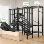 Heavy Duty Portable Closet with Cover Foldable Covered Clothes Rack for Hanging Clothes Armoire Wardrobe Closet System Freestanding Coat Storage Garment Racks (125cm/49.2in(Coffee))