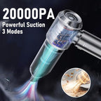 Car Vacuum Portable Cordless 20000PA High power Mini Vacuum Cleaner 4-in-1 Compressed Air Duster & Air Blower & Pump Hand Held Vacuum with Brushless Motor for Car, Home, Office,Camping (Silver)