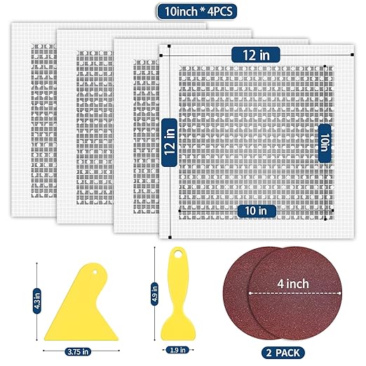 Drywall Repair Kit, Upgraded Size, 4pcs (10 x 10in) Large Hole Patch Kit, Self-Adhesive Fiberglass and Aluminum Sheet Metal Patch