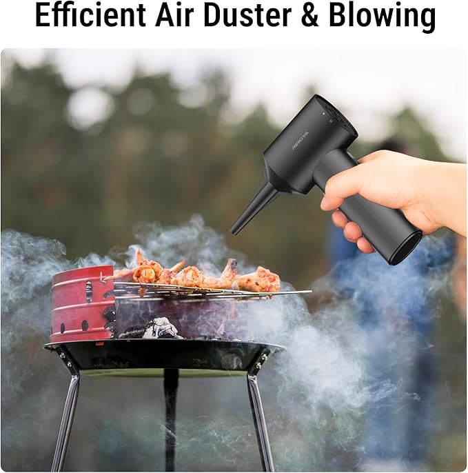 REIKIYA Car Vacuum Cleaner Portable Cordless 14000PA Compressed Air Duster 150000RPM Blower for Keyboard Computer Cleaning with LED Light& 7800mAh Battery, Inflator Pump for Balls Inflatable Mattress