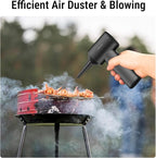 REIKIYA Car Vacuum Cleaner Portable Cordless 14000PA Compressed Air Duster 150000RPM Blower for Keyboard Computer Cleaning with LED Light& 7800mAh Battery, Inflator Pump for Balls Inflatable Mattress