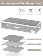 StorageWorks Large Under Bed Storage Containers with Handles and Label Holder, 2 Pack Ultra-thick Fabric Underbed Bins, Closet Organizer for Clothes, Blankets, Sweater