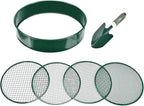 Soil Sieve Garden Riddle Sieve 12" Diameter, Fine Mesh Soil Sieve, Potting Sieve with 4 Interchangeable Filter Mesh Sizes 3,6,9,12mm and Shovel