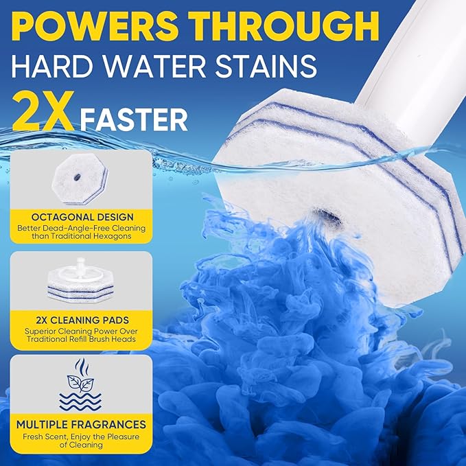 60Ct Aromative Toilet Brush Refills, Toilet Bowl Cleaner Refills, Double-Layer Cleaning Pads Added, Disposable Refill Heads for Toilet Bowl Cleaner Wands, Bulk （Patented）