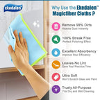 Microfiber Cleaning Cloth Lint Free Glass Cleaner Window Polishing Streak Free Miracle Easy Clean Rag Reusable for Mirror Kitchen Dish Auto Detailing,Pack of 8, 12'' x 16'', Blue and Grey