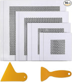 16 Pcs of 4 Sizes Aluminum Drywall Repair Patch Kit Self Adhesive Fiberglass Screen Mend Tools for Metal Sheetrock Ceiling Mesh Plasterboard Hole