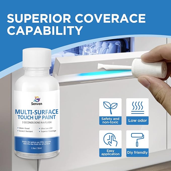 Appliance Paint White Appliance Touch Up Paint High-Gloss White Touch Up Paint Pen Scratch Repair for Appliances Refrigerators Metal Surfaces Dishwasher Dryer Microwave Washers