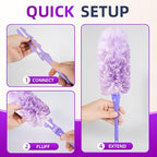 Duster Refills 20-Pack with 2 Handles ， Fits All Swiffer Handles ，4X Efficient for 360° Cleaning on Blinds, Ceiling Fans & Furniture