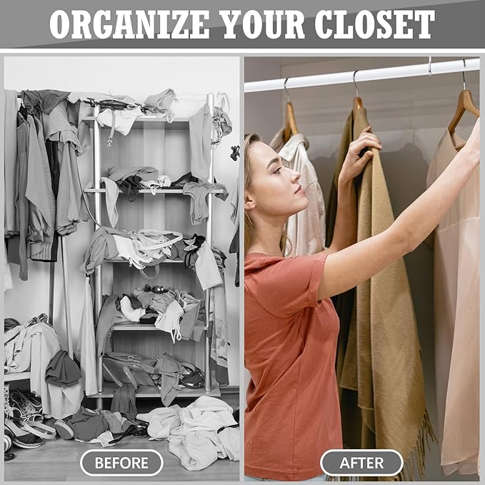 Tandefio Chrome Closet Rod 92 Inch with Oval Closet Rod 6 End Supports for Laundry Room Hanging Clothes Waterproof Shower for Curtains(White)