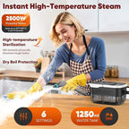 Steam Cleaner, 2500W Heavy Duty Pressurized Handheld Steamer with Built-in 1.32 qt Water Tank & 10 Accessories – for Kitchen, Bathroom, Car, Floors, Furniture, Tile & Windows (Black/White)