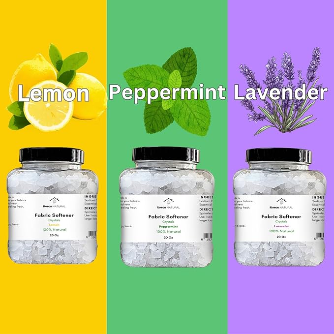 Peppermint Fabric Softener Crystals, (20 oz), Freshens and Softens Fabrics, Natural Peppermint Scent, In-Wash Fabric Beads, Non-Toxic, Made in the USA