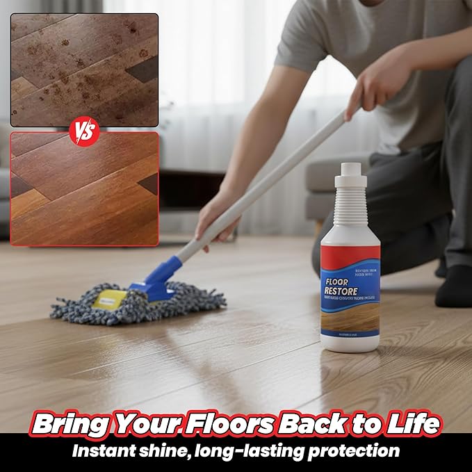 Floor Restore Cleaner - Floor Restorer & Polish for Tile, Shine Wood, Laminate, Vinyl, Bamboo - Flooring Protection Agent (2 pcs)