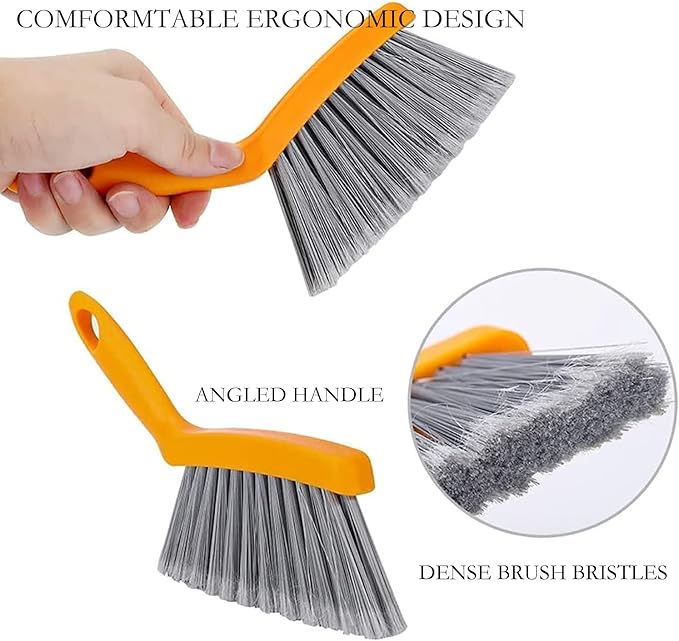 Mini Broom and Dustpan Set - Small Broom and Dustpan Set for Home, Camping Broom, Whisk Brooms Small(Gray Orange)