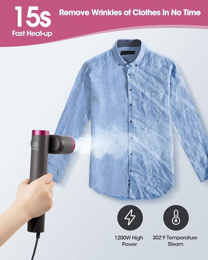 Steamer for clothes,Mini iron for Clothes Travel Essentials,Travel Steamer for Clothes Portable,Iron Mini with Steam 15s Fast Heat-up 22g/min Steam