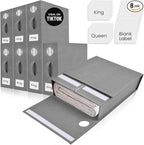 8 Pack Bed Sheet Organizer and Storage, Foldable Storage Bed Sheet Organizer for Linen Closet with Viewing Window & Label for Bedding Sheets & Blankets (Queen & King Size) Gray