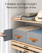 Homsorout Closet Organizers and Storage - Fabric Clothes Organizer with Handles, Foldable Jeans Organizer for Clothes, Drawer Organizer for Shirts, Bra, Sweater, Scarf, 4 Pack, Grey