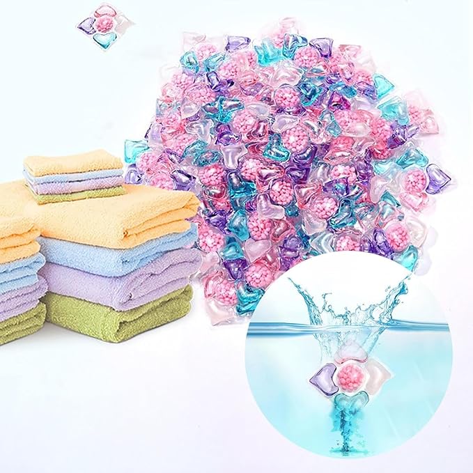 100 PCS 5 in 1 Laundry Pods, Super Cleaning Scents Beads Laundry Long Lasting Fragrances Concentrated Washing Convenient Fresh Softener Deep Clean (100)