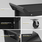 5-Tier Rolling Tool Cart on Wheels, Tool Storage Organizer for Mechanic, Heavy Duty Utility Cart with Drawers, Pegboards, Locking System, Suitable for Garage, Workshop, Warehouse