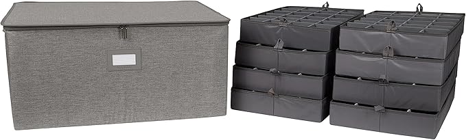 Covermates Keepsakes - Adjustable Zip-Top Storage Box - Configurable FlexGrid Compartments - Heavy Duty Polyester- Reinforced Handles - Stackable Design - Indoor Storage, Grey Heather