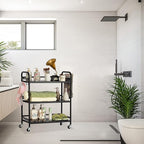 HDANI 3 Tier Metal Rolling Utility Cart,High Capacity Multi Purpose Heavy Duty Cart,for Office,Kitchen,Living Room,Bedroom,Etc.(Black)…