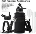 DYSANKY Insulated Water Bottle | Thickened Stainless Steel Vacuum Metal | Portable Sports Water Jug for Gym and Hiking with Straw, Carrier Bag, Handle Strap | BPA-Free 32 oz