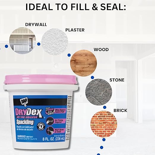 Drywall Repair Kit Bundle with DAP Drydex Spackling Pink, Sanding Block, Putty Knives, Handy Dandy Guide, and Nail Hole Filler for Walls