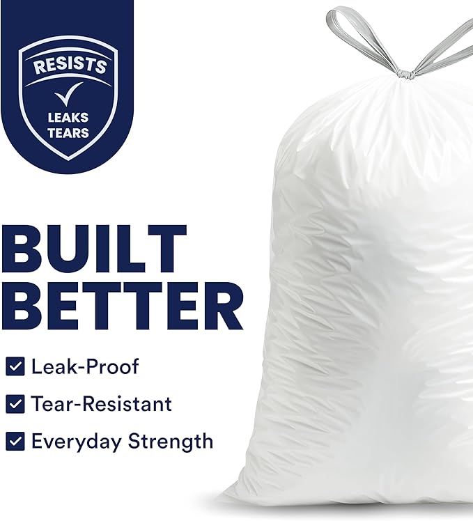 Plasticplace 4 Gallon White Drawstring Trash Bags, 200 Count (Pack of 1) – 0.7 Mil Leak-Proof Garbage Liners for Small Trash Can, Bathroom, Kitchen, Office, and Car Use