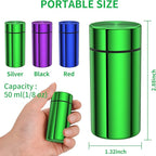TecQach Portable Aluminum Storage Jar 3-Pack,Airtight Smell Proof Container, Metal Waterproof Small Bottle Multipurpose Container for Coffee & Teas, (Purple+Green+Blue)