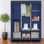 Portable Closet Wardrobe,71'' Closet Storage Organizer Rack with Shelves and Cover for Hanging Clothes, Non-Woven Fabric, Quick and Easy to Assembly (Blue)