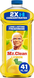 Mr. Clean All Purpose Cleaner, Floor Cleaner for Mopping Home, Bathroom, & Kitchen, Cleaning Liquid for Mop & Bucket, Cleaning Supplies, Multi-Surface Dilutable, Lemon, 41oz