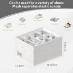 FHSQX 2 Pack Shoe Organizer for Closet,Fits up to 24 Pairs,Fabric Shoe Storage Bins,Large Shoe Box Storage Containers with Bottom Support for Shoes (White, (16.5 * 12.6 * 9.5) x1)