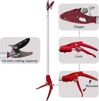 Tree Trimmer, 2 Foot Pole Pruner, Long Reach Pruning Shears, Cut and Hold Garden Clippers, Aluminum Lightweight Handle Fruit Picker, Branch Bypass Loppers