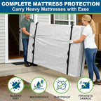 TICONN Mattress Bags for Moving, Heavy Duty Full Mattress Cover Storage Bag with Full-Around Handle and Adjustable Buckles (Clear, Full)