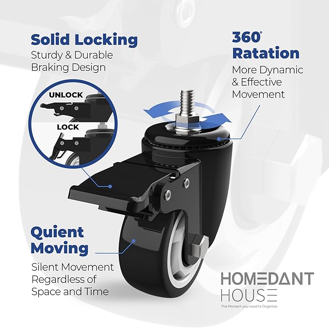 HOMEDANT House 5-Tier Metal Boltless Rolling Cart Shelf Rack Casters Heavy Duty Wheel Shelving Unit Adjustable Utility Storage Shelves Organizer Shelf Kitchen Garage 48.1" W x 18.5" D x 75.4" H 2Pack