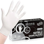 Disposable Nitrile Exam Gloves, 3-mil, Small, Box of 100, White Nitrile Gloves Disposable Latex Free for Medical, Cleaning, Cooking & Esthetician, Food-Safe, Powder-Free, Non-Sterile