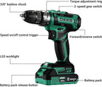 Power Drill Cordless: DEKO PRO Cordless Drill 20V Electric Power Drills Set Tool for Women with Battery and Charger 20 Volt Drills Driver Kit Green