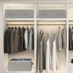 6 Pcs Large Size Wardrobe Clothes Organizers 6 Grids for Pants, Jeans, Sweater, T-shirt, Thin Coat, Dress Stackable Closet Drawer Organizer Storage Bin Container with Sturdy Handles, Grey