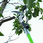 Manual Pole Saw for Tree Trimming, 27 FT Manual tree purner with 8 Fiberglass Handles, Sharp steel Blade and Heavy-Duty Giant Scissors, Extendable Design for Tree Maintenance, Green
