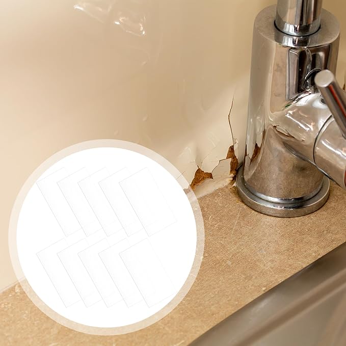 10 Pcs Bathtub Hole Patch Siding Wall Repair Kit Waterproof Patch Holes Blemishes Tools Self Adhesive White Tape for Cracked Pool Liner Roof Skylight and Vinyl Skirting(Transparent)