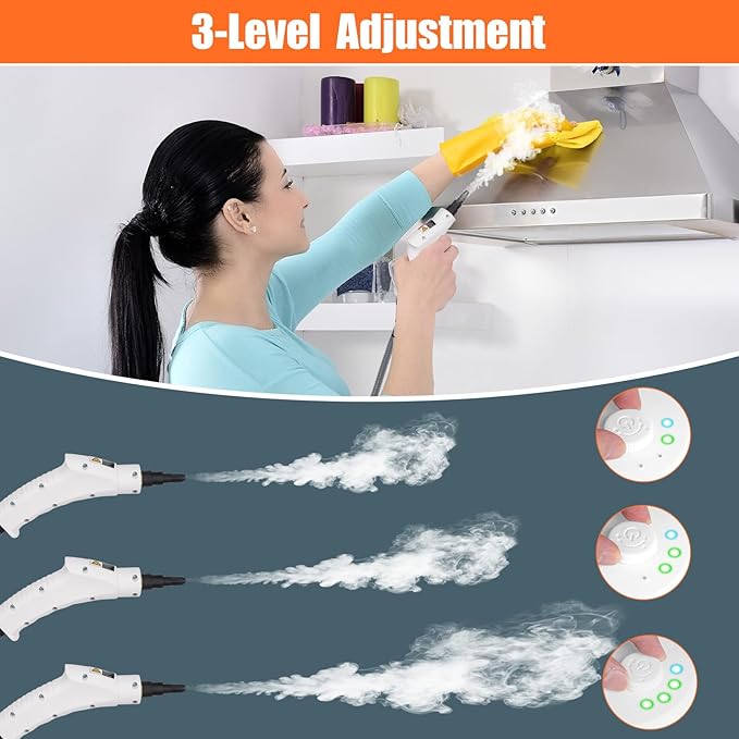 2500W High Pressure Steam Cleaner with One-Button Adjustment, 15 in 1 Handheld Steam Cleaner for Home, Multi-Purpose Portable Steamer for Car Detailing/Grout/Floor/Tile Dirt Remover Cleaning Tool