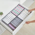 Qozary 4 Pack Drawer Organizers for Clothing, 8 Grids Foldable Closet Organizers and Storage Bins for Bedroom, Dresser Organizer Boxes for Thin T-shirts, Tank Tops, Camisoles, Tights, Leggings