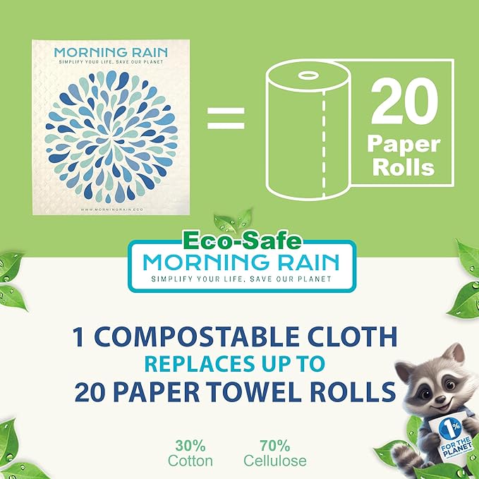 MorningRain Swedish Cloths for Kitchen, 7 Pack Watercolor Dish Towels, Washable Paper Towels, Non-Scratch Cellulose Sponge Cloths, No Odor, Biodegradable, Reusable Dishcloths