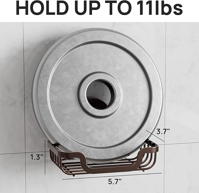 LEVERLOC Soap Dish, Soap Bar Holder for Shower Suction Cup Wall Mounted, Stainless Steel No-Drilling Removable Waterproof Sponge Holder for Bathroom Bathtub Kitchen Sink, Keep Dry, Brown