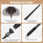 Extendable Ostrich Feather Duster with 17-42 inch Rotatable Aluminum Alloy Pole, Natural Fluffy Reusable Feather Duster for Cleaning High Ceilings, Pendant Lamps, Blinds, Furniture and Roof