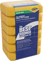 QEP 70005Q-6D 7.5 Inch x 5.5 Inch x 1.875 Inch Grouting, Cleaning and Washing Sponge, X-Large, 6-Pack, 6 Pack, Yellow, 6 Count