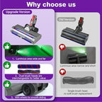 Lemige LED Green Light Head Replacement Parts for Dyson V7 V8 V10 V11 V15 Cordless Vacuum Cleaner, Quick Release LED Light Attachments, Anti-Tangle and Soft Brush Roller for Carpets, Rugs, Hard Floor