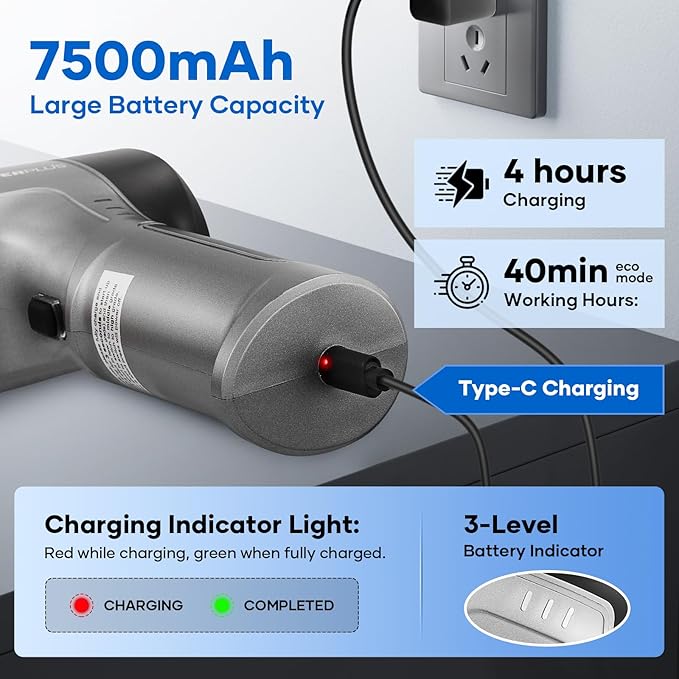 Mini Vacuum Cleaner, 3 in 1 Car Vacuum Cleaner High Power, 15000PA Powerful Suction, Air Duster, 7500mAh, Dual Filter,Adjustable Small Vaccum Portable Cordless for Cars,Desktop,Home - HL137