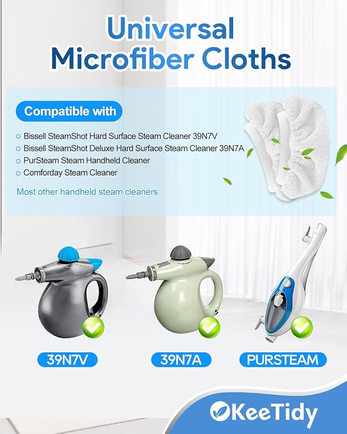 Steam Cleaner Accessories for Most Handheld Steam Cleaner Microfiber Cloths Cover Compatible with Bissell Steam Shot Steam Mop Pads Fit for Comforday Steam Cleaner, 5 Pack