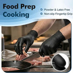 Fixwal Black Disposable Nitrile Gloves, 4 Mil, 120 Count, Cleaning Service Gloves, Latex Free, Powder Free, Disposable Gloves for Cooking, Cleaning